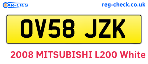 OV58JZK are the vehicle registration plates.