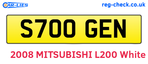 S700GEN are the vehicle registration plates.
