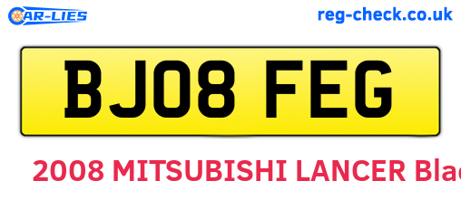 BJ08FEG are the vehicle registration plates.