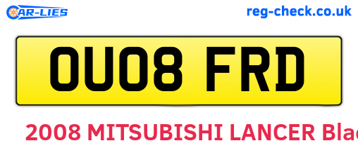 OU08FRD are the vehicle registration plates.