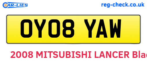 OY08YAW are the vehicle registration plates.