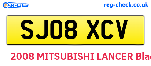 SJ08XCV are the vehicle registration plates.