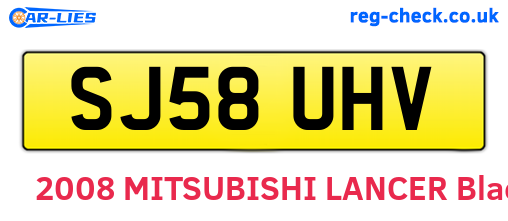 SJ58UHV are the vehicle registration plates.