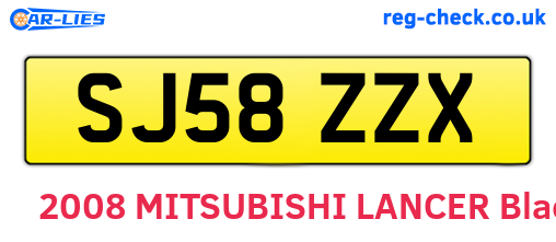 SJ58ZZX are the vehicle registration plates.