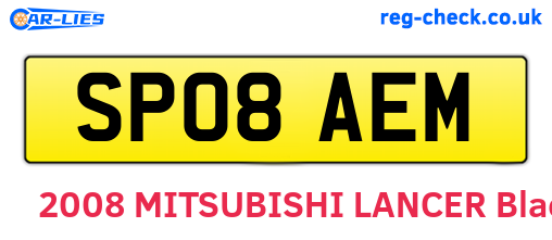 SP08AEM are the vehicle registration plates.