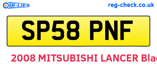 SP58PNF are the vehicle registration plates.