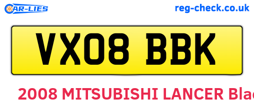 VX08BBK are the vehicle registration plates.