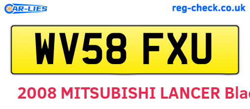 WV58FXU are the vehicle registration plates.