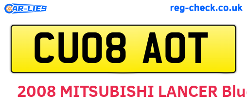 CU08AOT are the vehicle registration plates.
