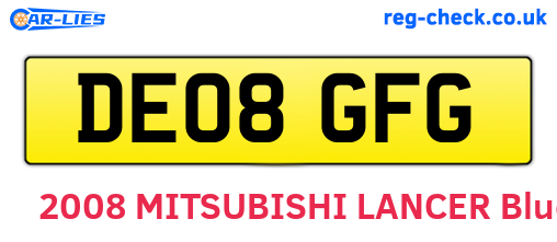 DE08GFG are the vehicle registration plates.