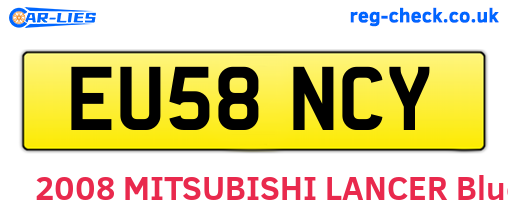 EU58NCY are the vehicle registration plates.