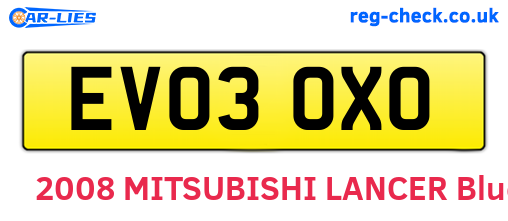EV03OXO are the vehicle registration plates.