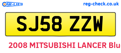 SJ58ZZW are the vehicle registration plates.