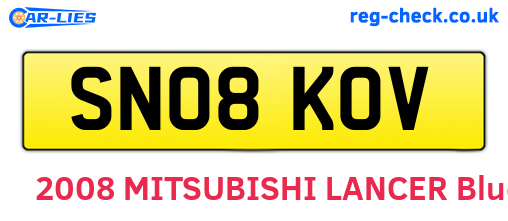 SN08KOV are the vehicle registration plates.