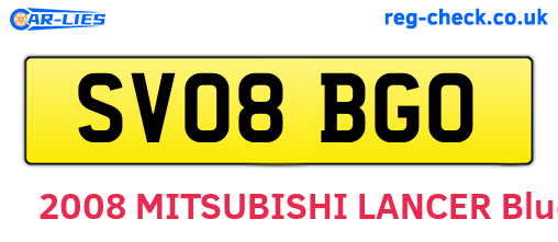 SV08BGO are the vehicle registration plates.