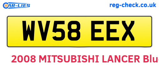 WV58EEX are the vehicle registration plates.