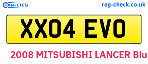 XX04EVO are the vehicle registration plates.