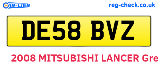 DE58BVZ are the vehicle registration plates.