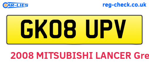GK08UPV are the vehicle registration plates.