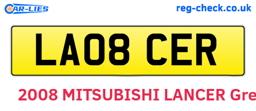 LA08CER are the vehicle registration plates.