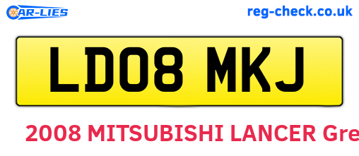 LD08MKJ are the vehicle registration plates.