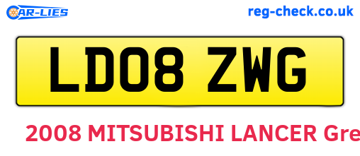 LD08ZWG are the vehicle registration plates.