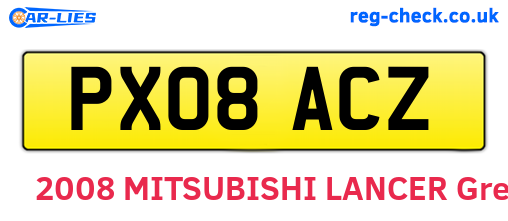 PX08ACZ are the vehicle registration plates.