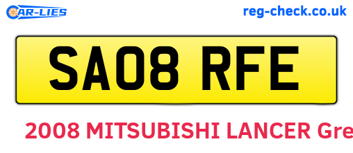 SA08RFE are the vehicle registration plates.