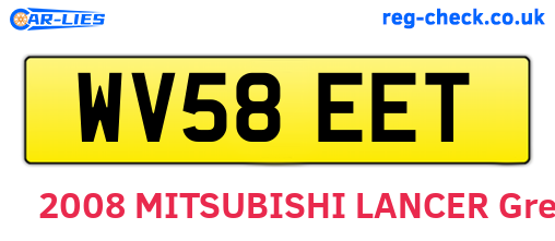 WV58EET are the vehicle registration plates.