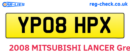 YP08HPX are the vehicle registration plates.