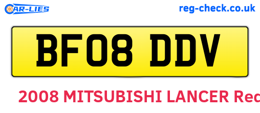 BF08DDV are the vehicle registration plates.