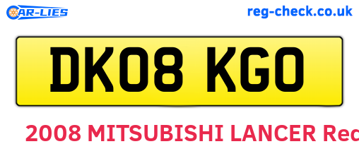 DK08KGO are the vehicle registration plates.