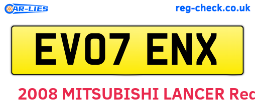 EV07ENX are the vehicle registration plates.