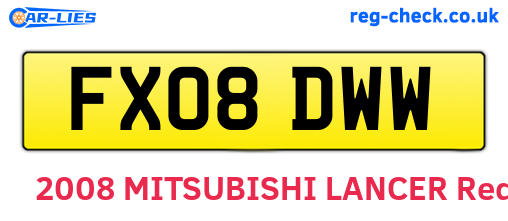 FX08DWW are the vehicle registration plates.