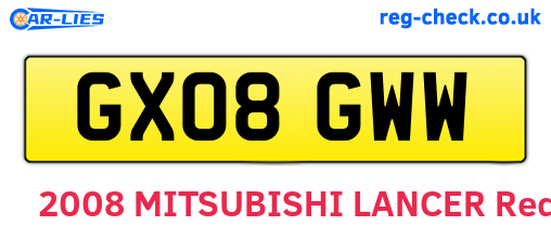 GX08GWW are the vehicle registration plates.
