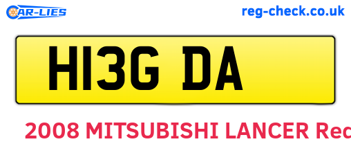 H13GDA are the vehicle registration plates.