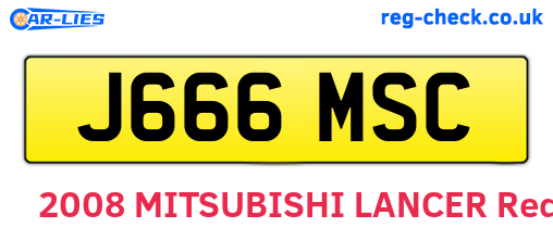 J666MSC are the vehicle registration plates.