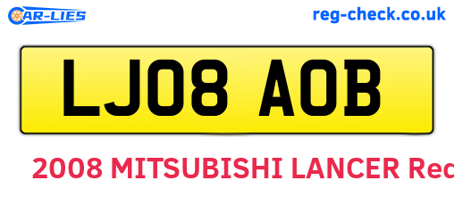 LJ08AOB are the vehicle registration plates.