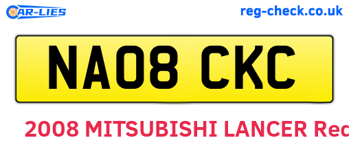 NA08CKC are the vehicle registration plates.