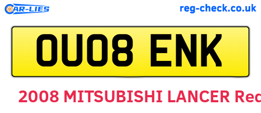 OU08ENK are the vehicle registration plates.