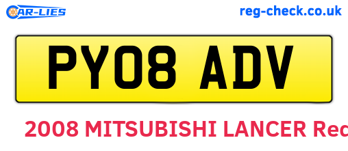 PY08ADV are the vehicle registration plates.