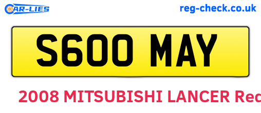 S600MAY are the vehicle registration plates.