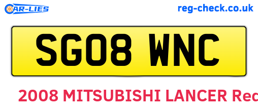 SG08WNC are the vehicle registration plates.