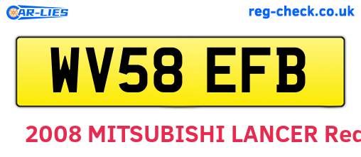 WV58EFB are the vehicle registration plates.