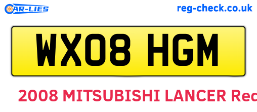 WX08HGM are the vehicle registration plates.