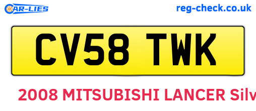 CV58TWK are the vehicle registration plates.