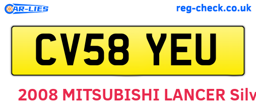 CV58YEU are the vehicle registration plates.