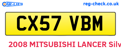 CX57VBM are the vehicle registration plates.