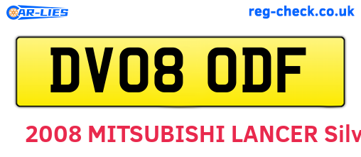 DV08ODF are the vehicle registration plates.