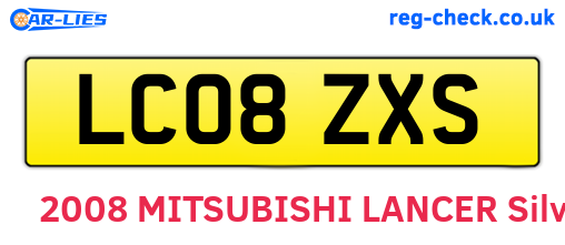 LC08ZXS are the vehicle registration plates.